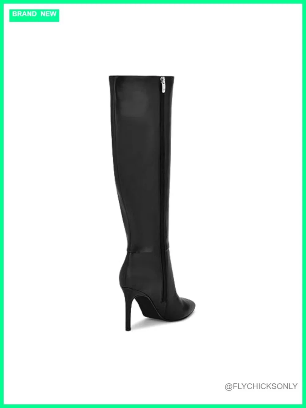 PU Leather Knee High Boots Pointed Toe 3 in Stiletto Heel Side Zipper Dress